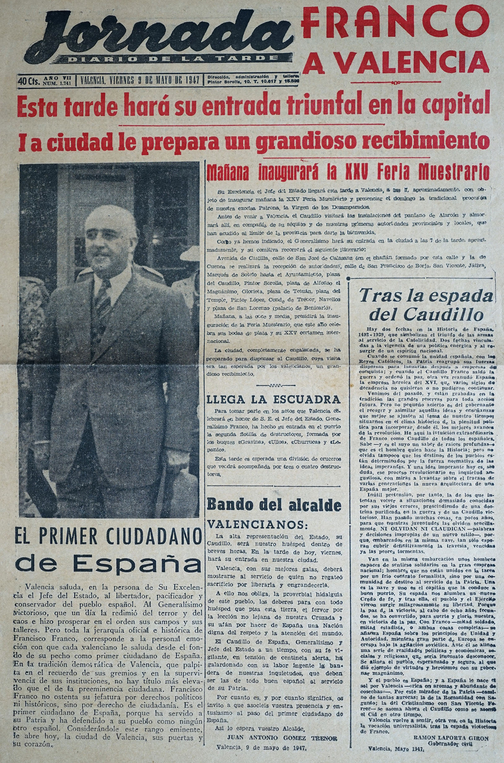 La visita de Franco a la ciutat en 1947. (RS)