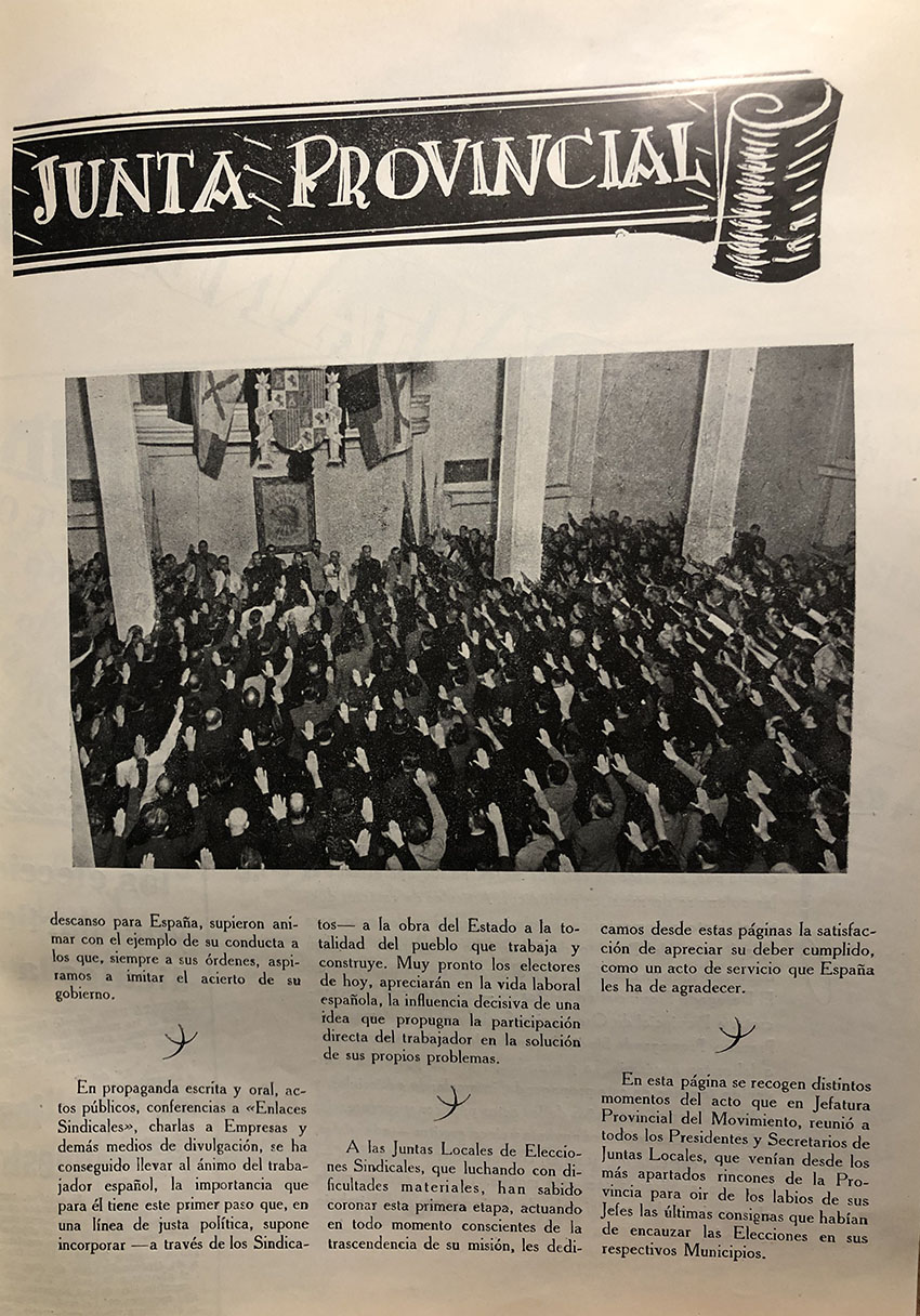 Preparant les "eleccions" sindicals de 1944. Boletín Sindical 1944.